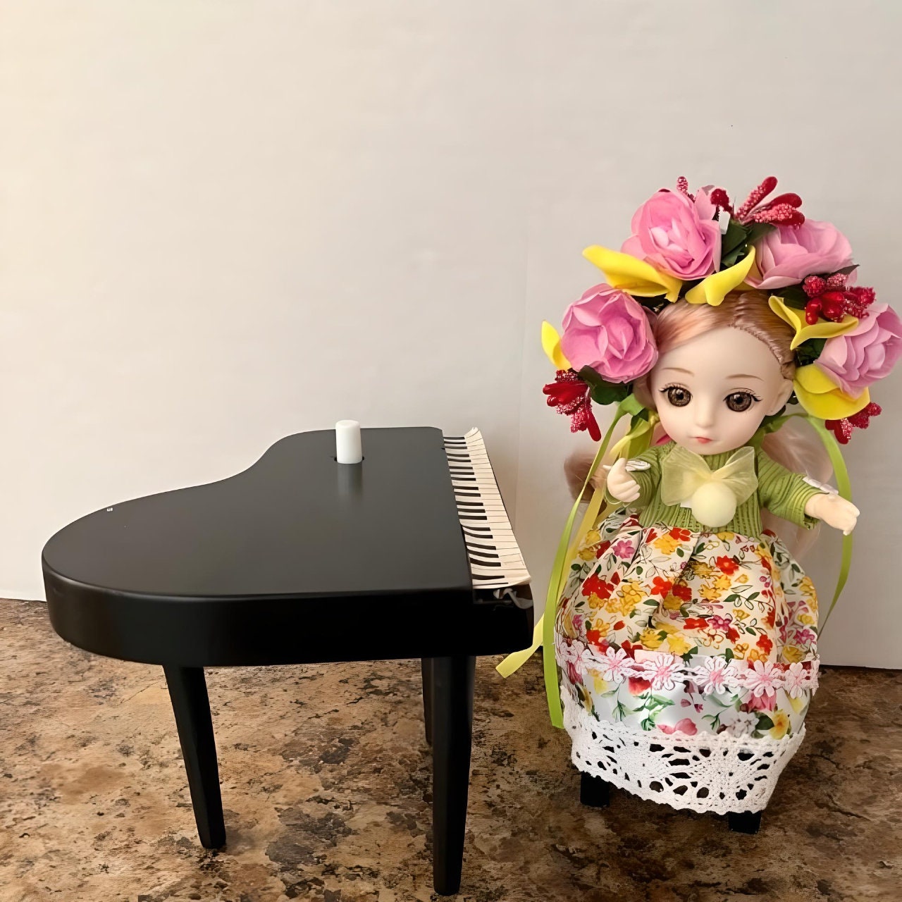 Ukrainian wreath doll with red flower in hair | Gift-Emporium