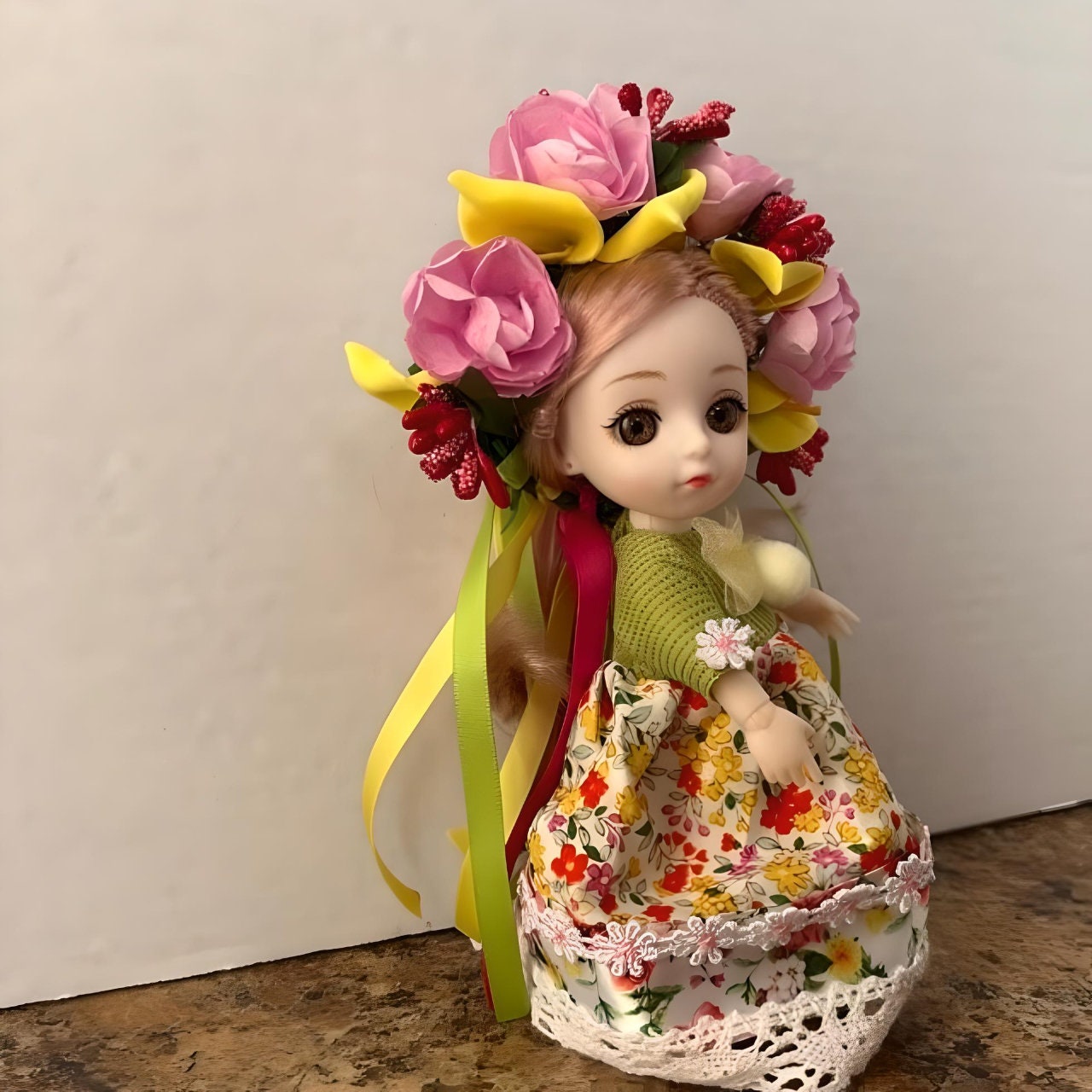 Personalized miniature doll with colorful Ukrainian dress | Gift-Emporium