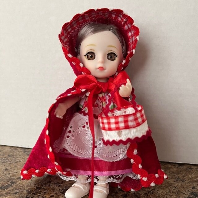 Handmade Miniature Little Red Riding Hood Doll with Red Velvet Cape | Gift-Emporium