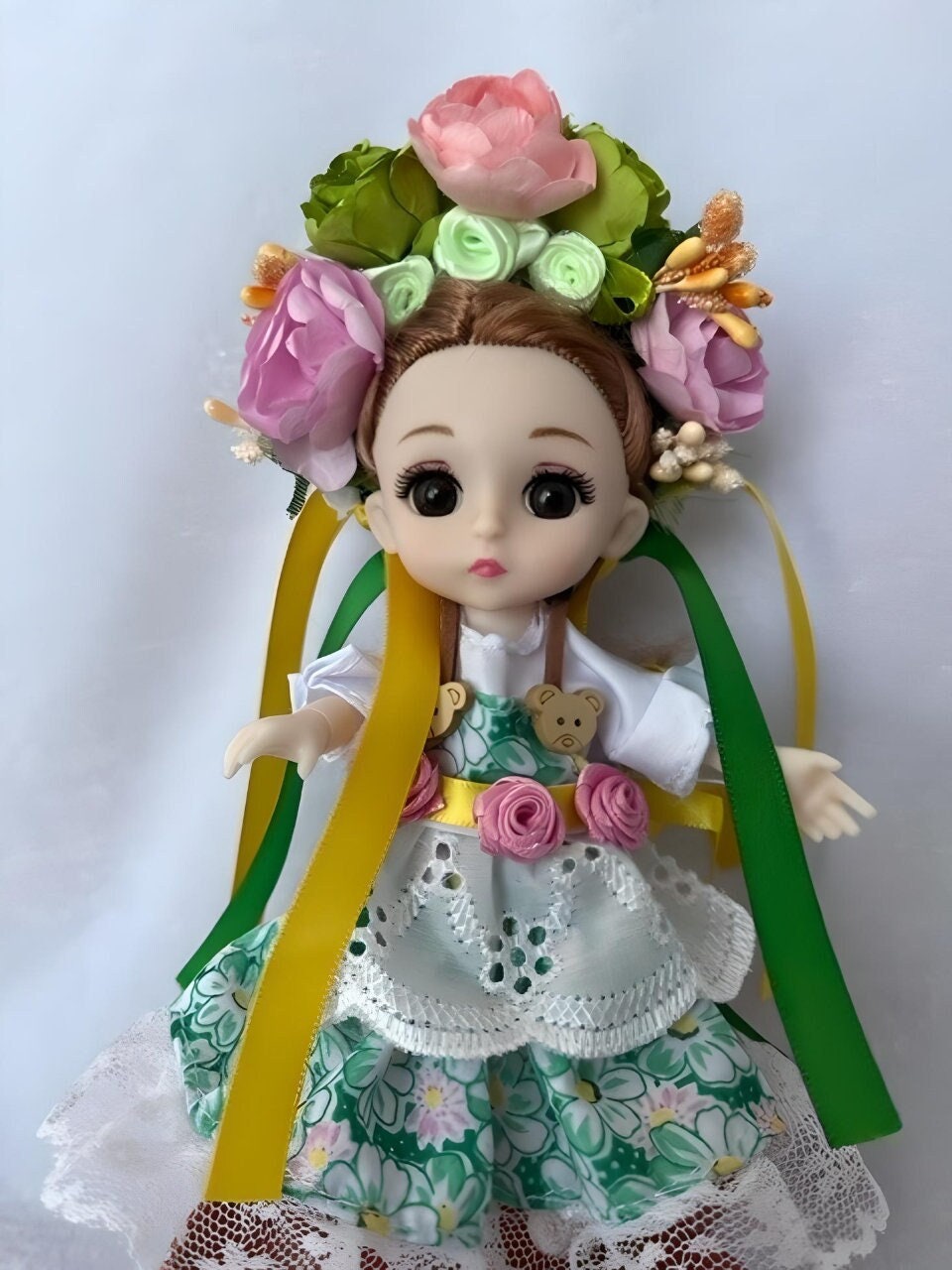 16 cm Ukrainian Doll with Floral Wreath | Gift-Emporium