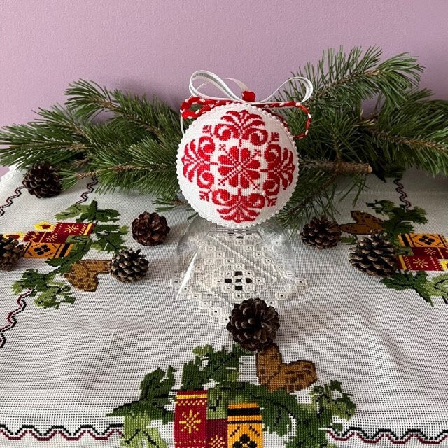 Holiday decoration red velvet tree ball ornament for Christmas | Gift-Emporium