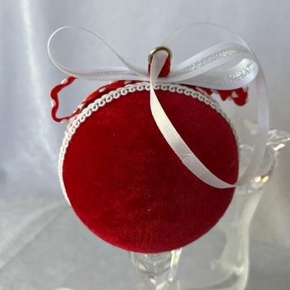 Elegant red velvet stitched Christmas ornament for tree | Gift-Emporium