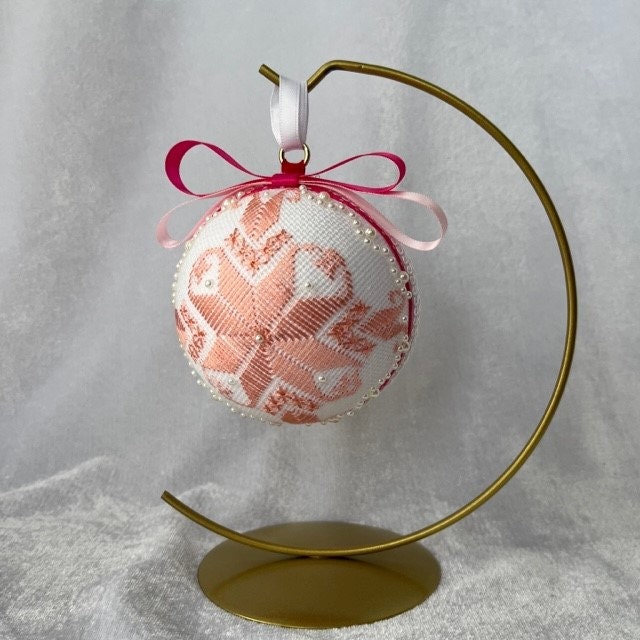 Exquisite Silk Embroidered Pink Christmas Ornament – Perfect Holiday Gift for Women | Gift-Emporium