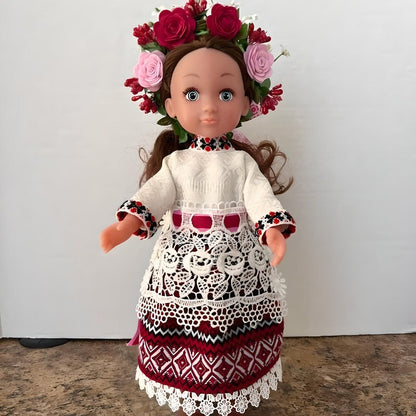 Ukrainian Doll "Ana" in Dark  Red Traditional Dress | Gift-Emporium