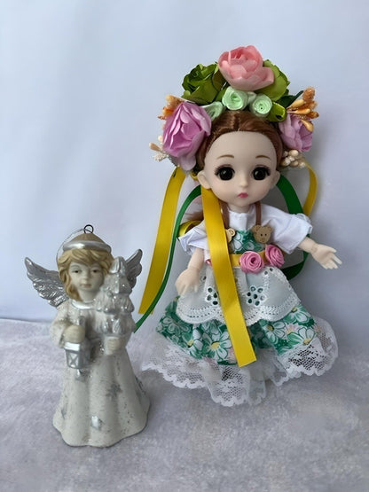 16 cm Ukrainian doll wearing flower crown and dress | Gift-Emporium
