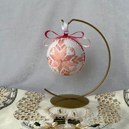 Handcrafted Pink Silk Christmas Ornament – Beautiful Embroidered Gift for Her | Gift-Emporium