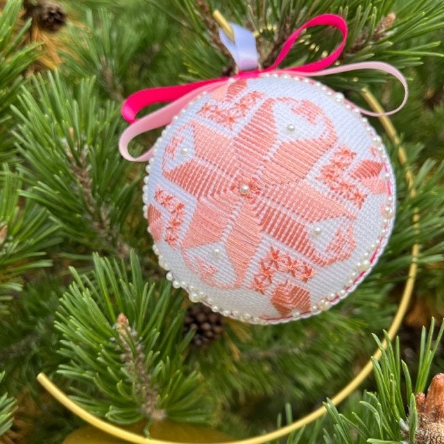 Luxurious Handcrafted Silk Pink Christmas Ornament – Thoughtful Holiday Gift for Her | Gift-Emporium