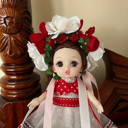 Beautiful Ukrainian doll with hand-made wreath, unique present for Easter | Gift-Emporium