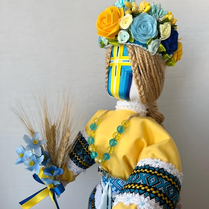 Collectible Motanka Doll in blue and yellow hues | Gift-Emporium