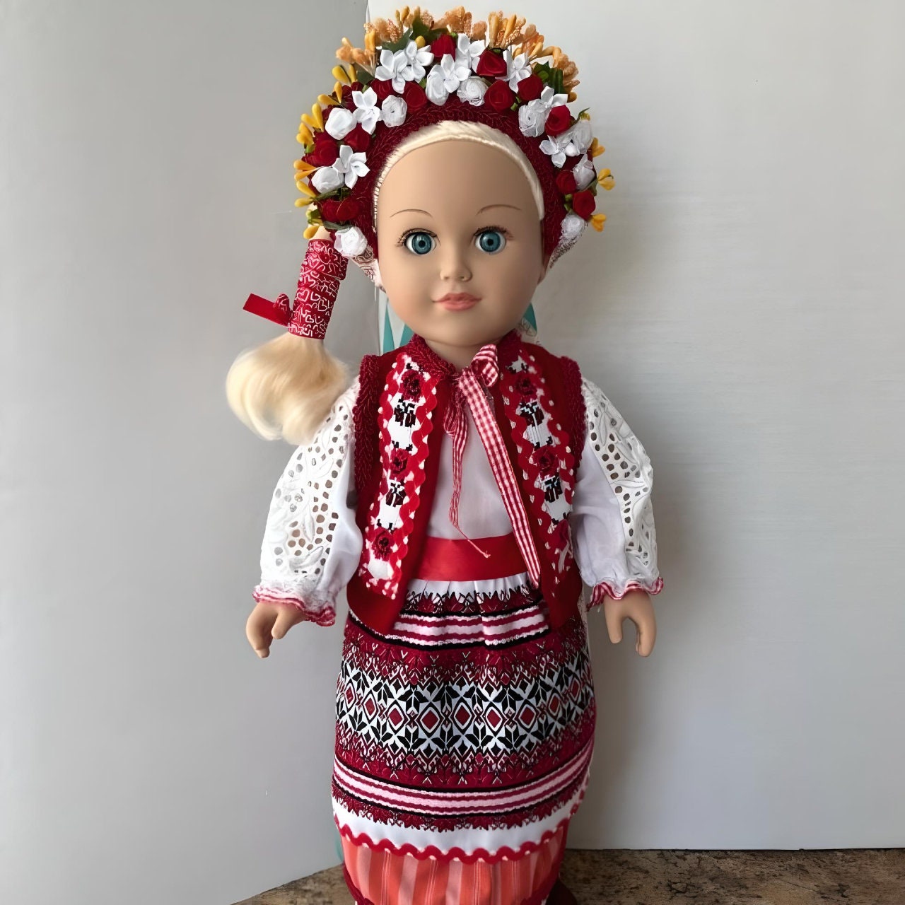 Collectible Natalka doll in decorative red and white clothing | Gift-Emporium