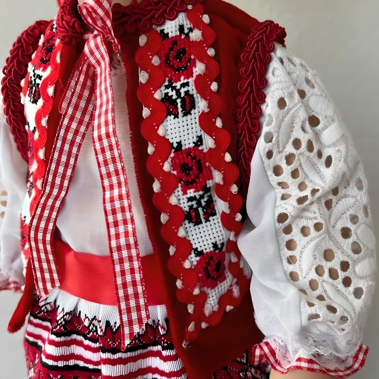 Ukrainian doll Natalka in red and white embroidered dress | Gift-Emporium