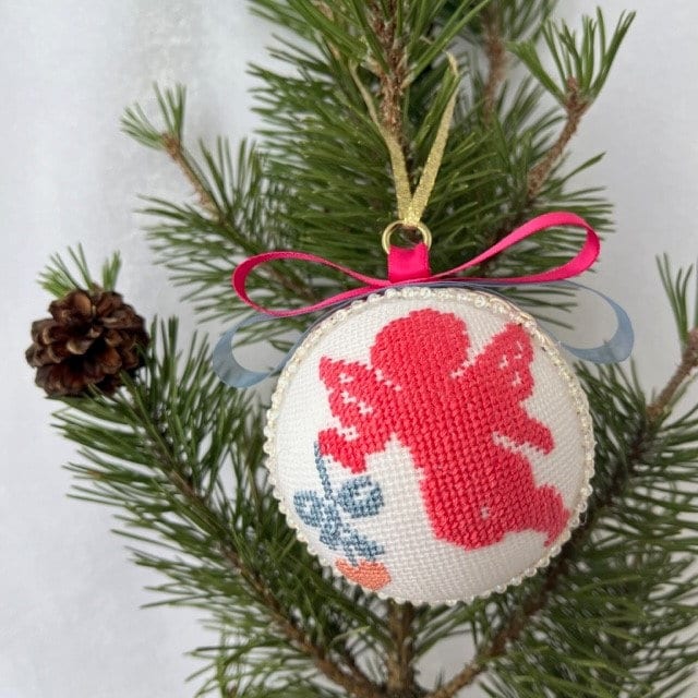 Pink Christmas angel ornament with intricate embroidery for holiday decor | Gift-Emporium