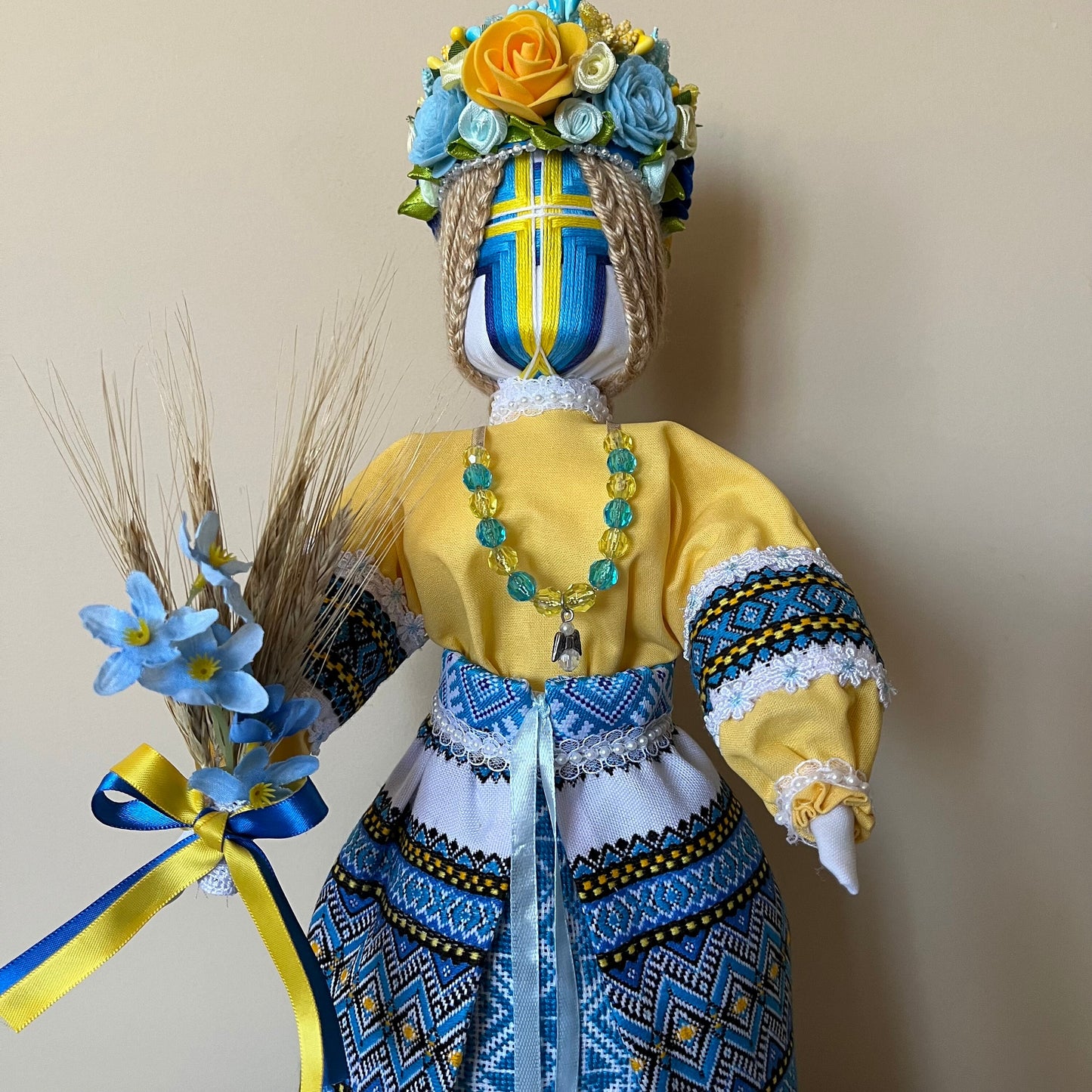 Ukrainian Motanka Doll in blue and yellow colors | Gift-Emporium