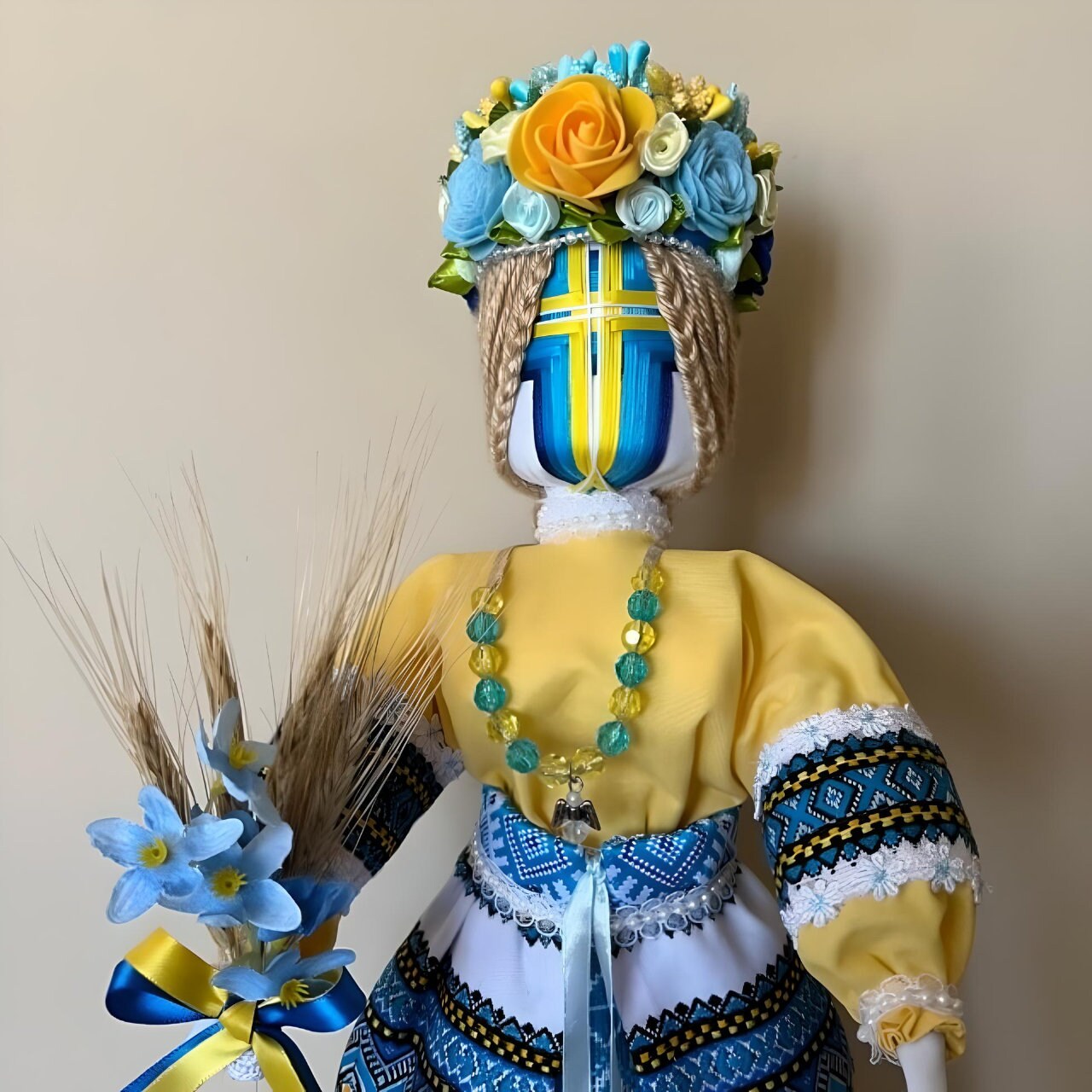 "Ukrainka" doll with intricate cross-stitch embroidery | Gift-Emporium