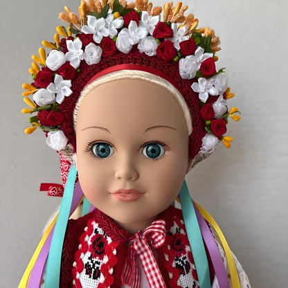 Decorative Natalka doll with Ukrainian folk-inspired embroidery | Gift-Emporium