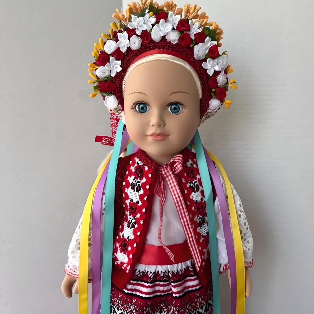 Ukrainian Doll "Natalka" in Red & White Embroidery | Gift-Emporium