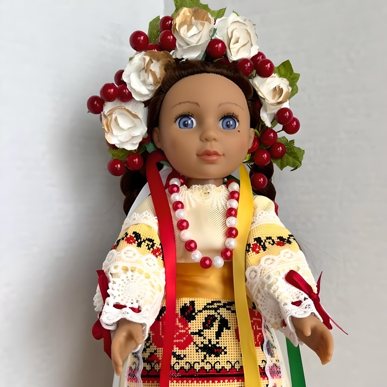 Red and yellow embroidered Ukrainian "Lesya" Doll for decoration
| Gift-Emporium