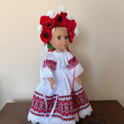 Red & white folk doll with traditional Ukrainian embroidery | Gift-Emporium
 