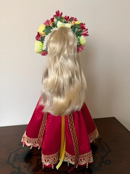 Colorful Ukrainian Doll in Red and Gold for Home Decor | Gift-Emporium