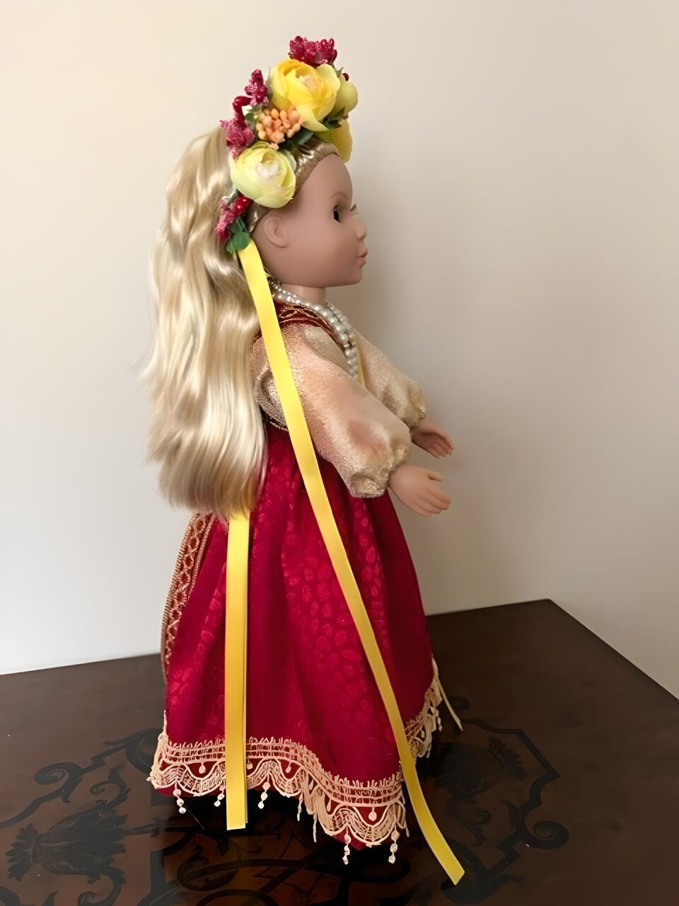 Removable Clothes Ukrainian Doll with Handcrafted Wreath and Gold Detailing | Gift-Emporium