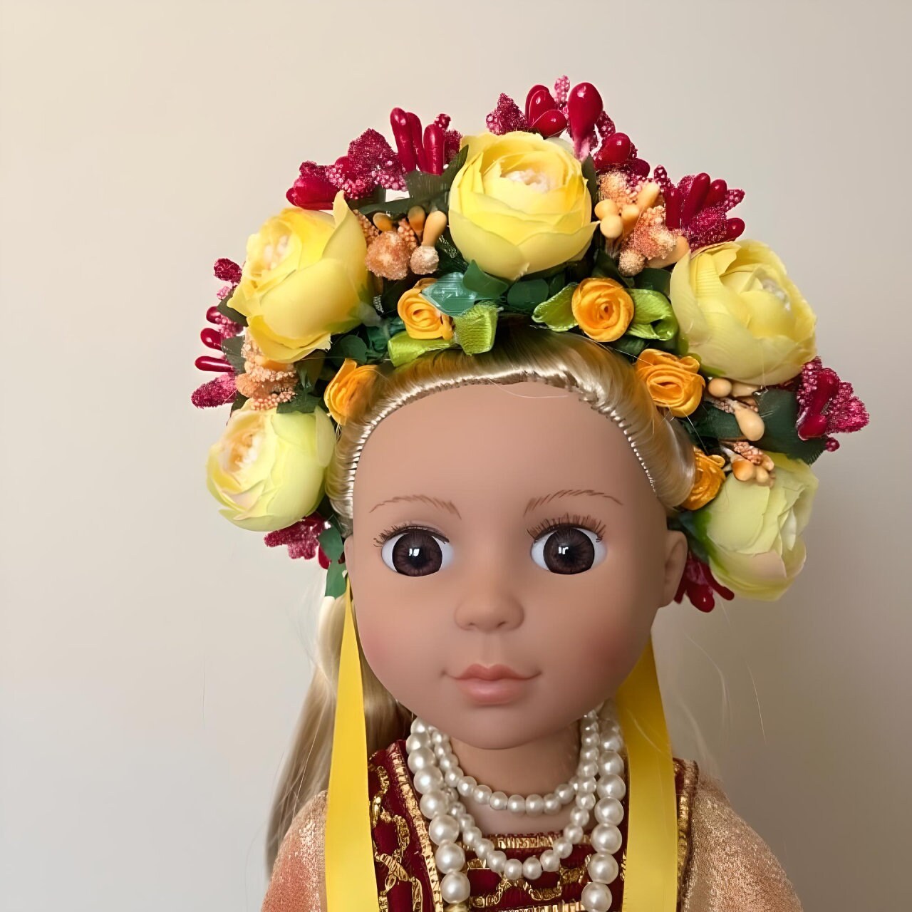 Decorative Red and Gold Ukrainian Doll for Special Occasions | Gift-Emporium