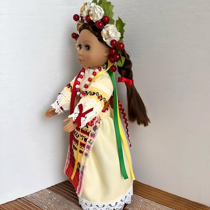 Handcrafted Ukrainian "Lesya" Doll in red and yellow outfit | Gift-Emporium
