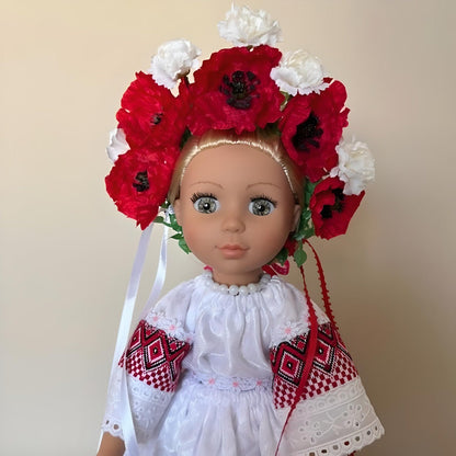 Ukrainian poppy doll with intricate floral wreath | Gift-Emporium
