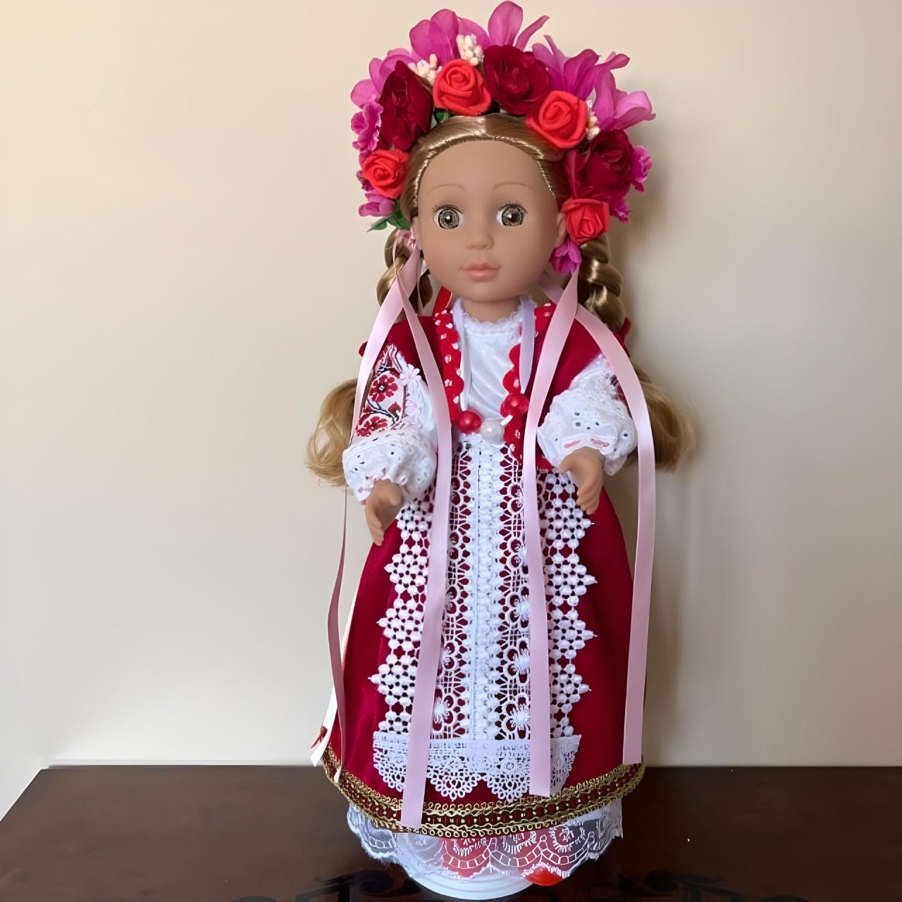 Ukrainian doll with hand-embroidered removable clothes, side view | Gift-Emporium