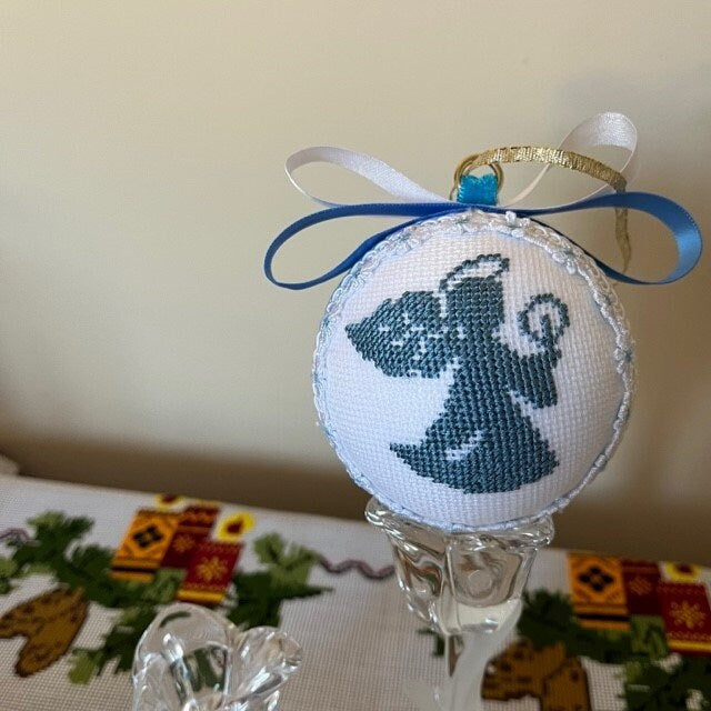 Four Color Cross-Stitched Angel Ornament for Holiday Decor | Gift-Emporium