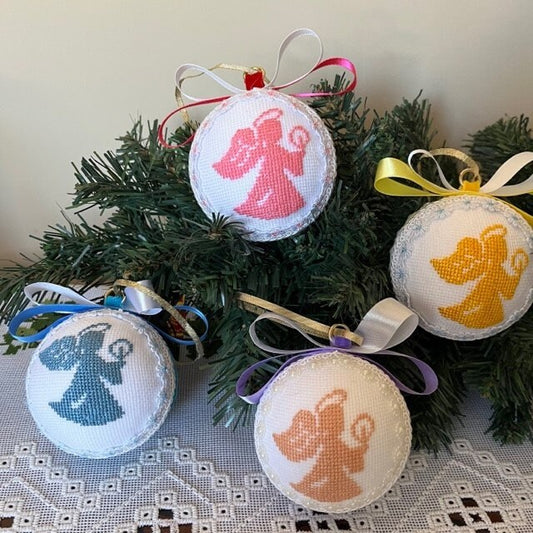 Handmade Christmas Angel Tree Ornament with Cross Stitch Design | Gift-Emporium