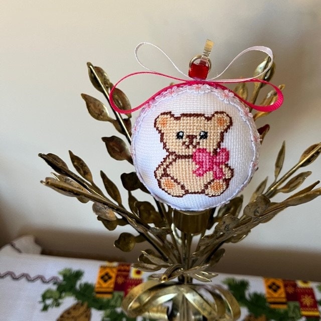 Beige and Pink Teddy Bear Christmas Decoration - Perfect Gift for Girls | Gift-Emporium