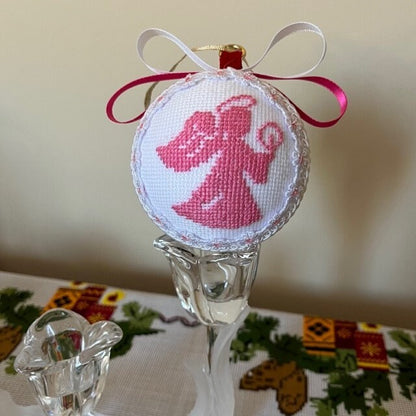 Handmade Christmas Angel Ornament with Detailed Cross-Stitch | Gift-Emporium