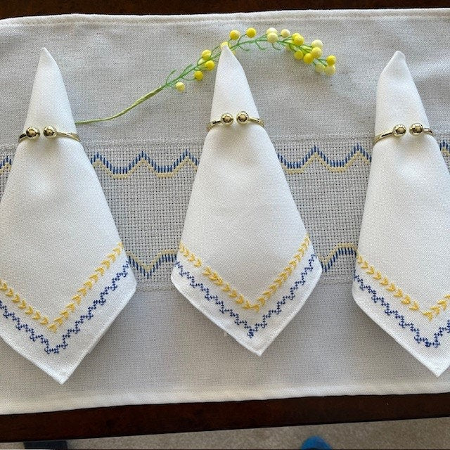 Blue & Yellow Napkins & Placemats Dining Set for 6 pieces | Gift-Emporium