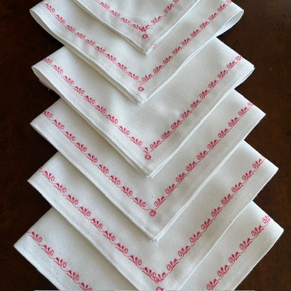 Luxury embroidered napkin set for dinner table, 6 pieces | Gift-Emporium