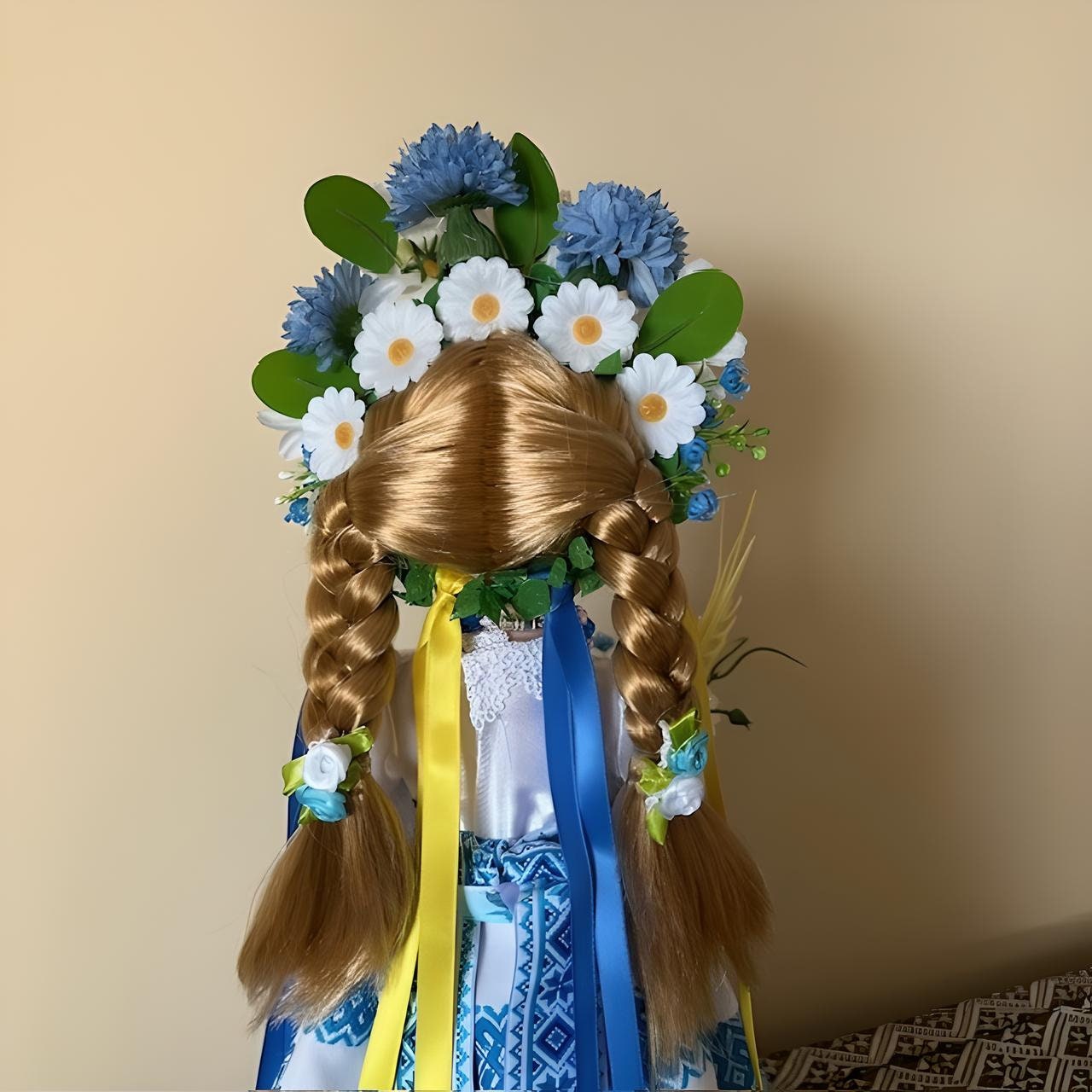 Ukrainian blue and white art doll for nursery decor | Gift-Emporium