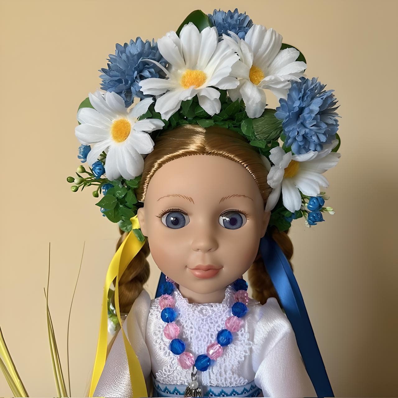 Cultural Ukrainian doll in blue and white fabric | Gift-Emporium
