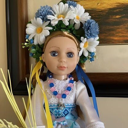 Ukrainian art doll in blue and white perfect for gifting | Gift-Emporium
