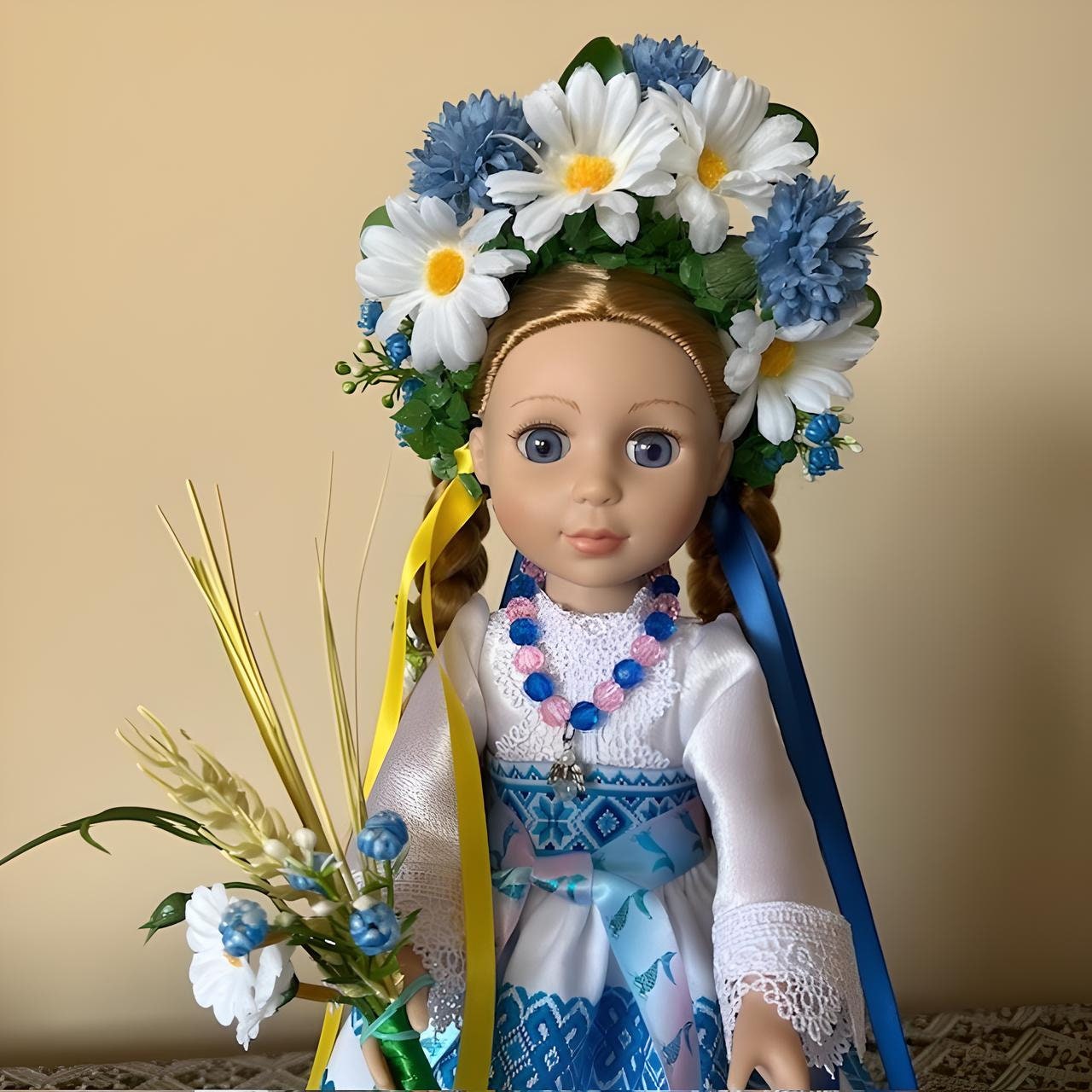 Blue & White Ukrainian Folk Doll | Gift-Emporium 