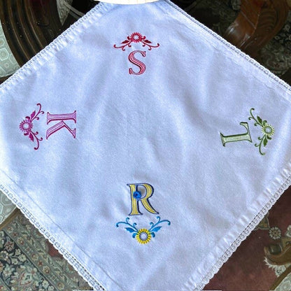 100% Cotton Cloth Napkins with Custom Letter Embroidery | Gift-Emporium