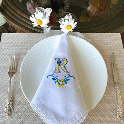 Luxury White Cotton Napkins for Weddings with Monogram | Gift-Emporium