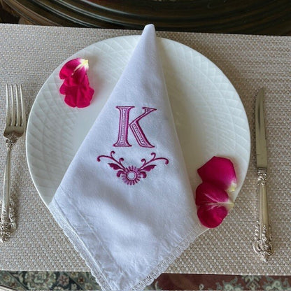 Classic Embroidered Napkins with Personalized Initial | Gift-Emporium