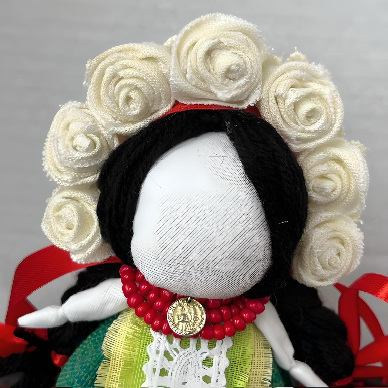 Ukrainian Motanka Doll with Reed Braided Hair and Fabric Flowers | Gift-Emporium