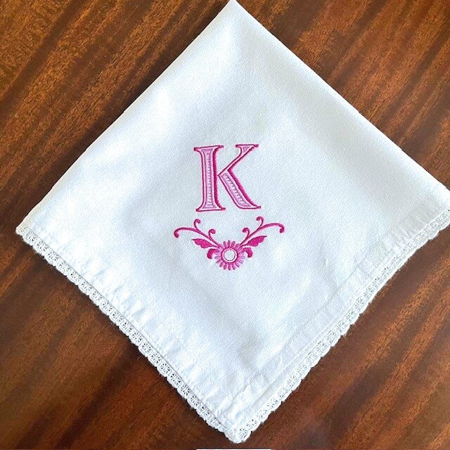 Personalized Embroidery Initial White Dinner Napkins | Gift-Emporium