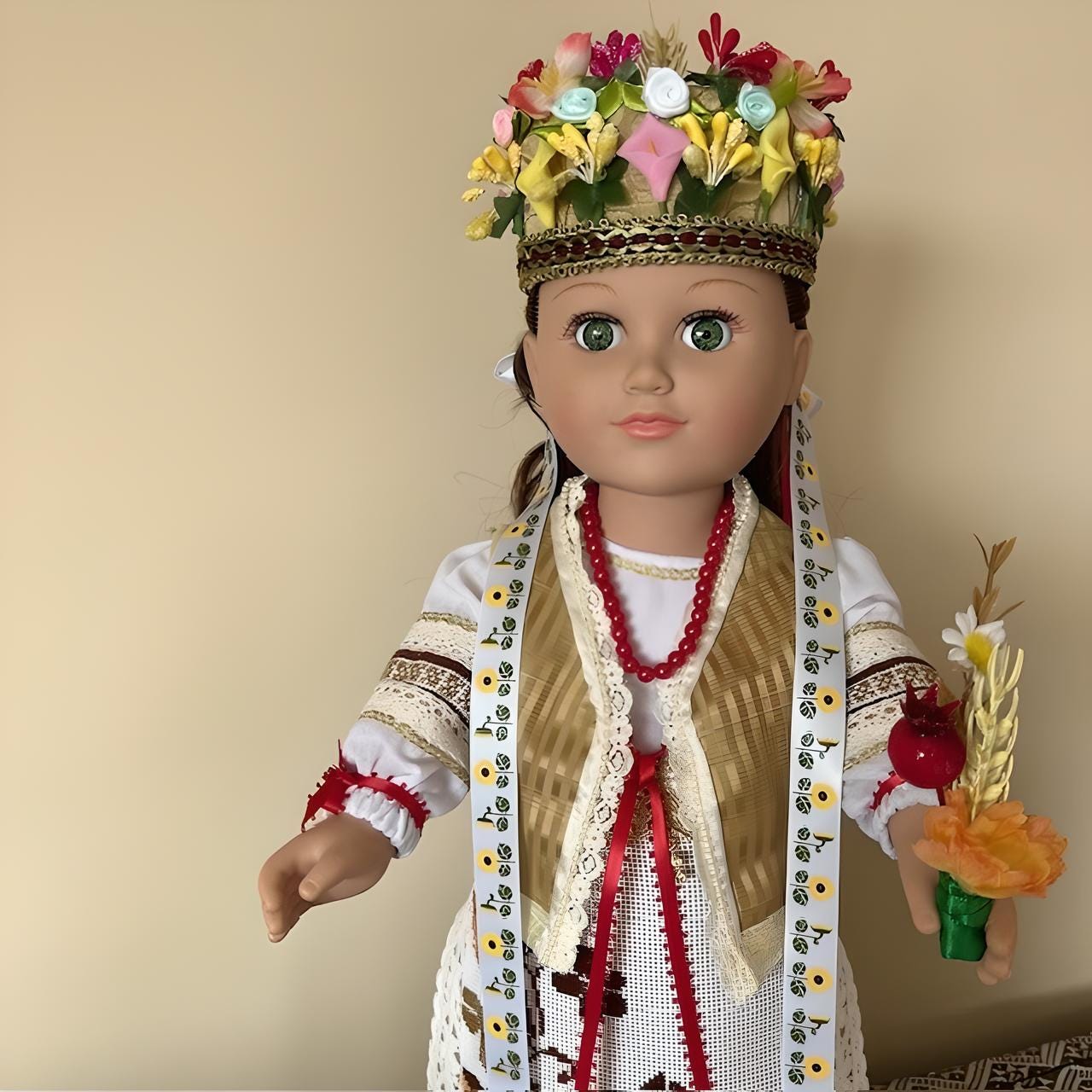 Zlata Ukrainian doll featuring hand-crafted autumn outfit and headpiece | Gift-Emporium