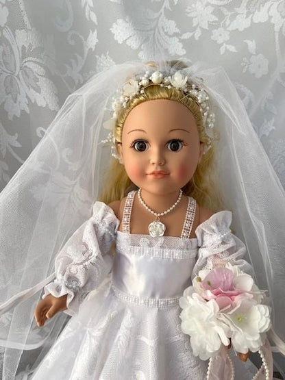 Romantic handmade bridal doll for wedding gift with veil and floral embellishments | Gift-Emporium