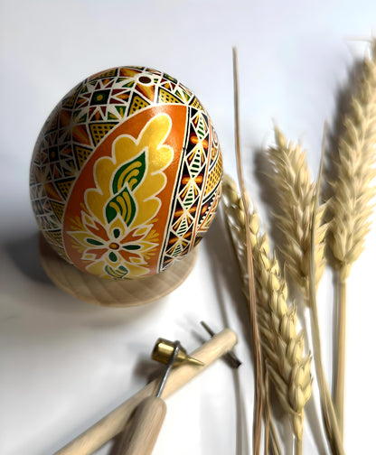 Gift from Ukraine Easter Egg in Orange Yellow Ukrainian Pysanka