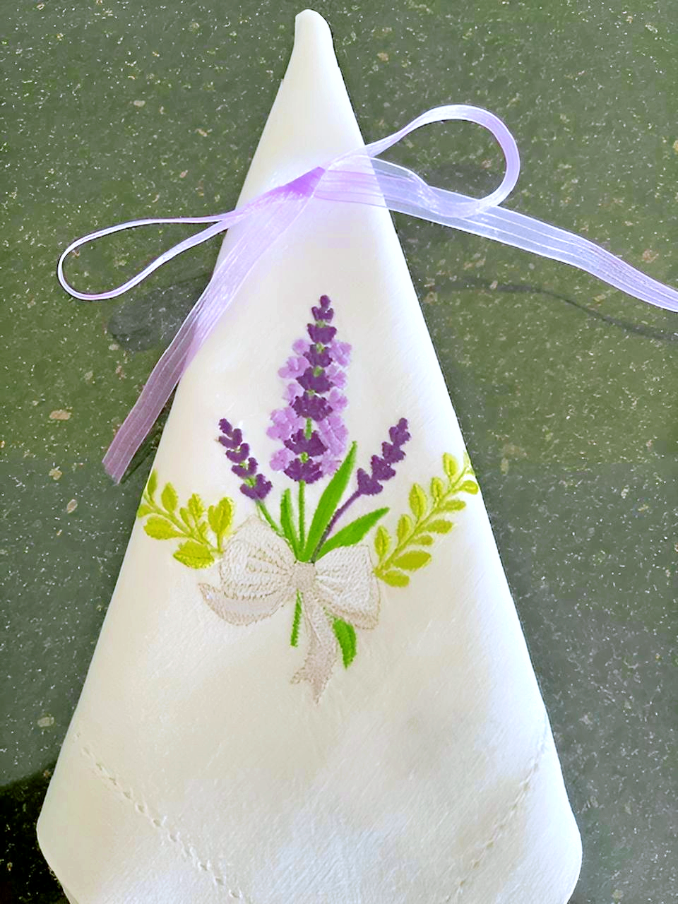 Lavender Embroidered Napkins, Handmade Linen Table Decor, Floral Farmhouse Dining Set
