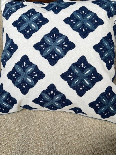 Embroidered Decorative Throw Pillows Covers Cushion Cases for Couch Sofa Living Room Deep Blue Branches Decor 18 x 18 inch 1 Piece