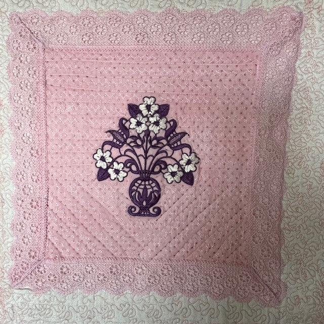 Luxury pink baby girl blanket with quilted embroidery for shower gift | Gift-Emporium