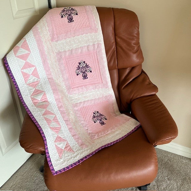 Special baby shower gift - embroidered pink quilted baby blanket | Gift-Emporium